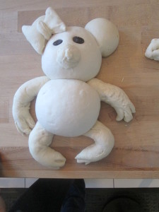 Zoe's teddy bear, pre-baking