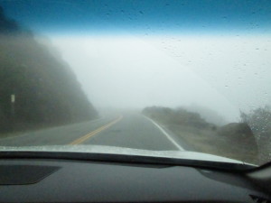 Outside lane + puffy fog = comfort