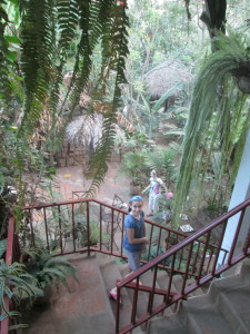 The girls head down the stairs from our room to explore