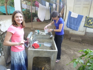 Washing clothes this way was fun, if not completely effective.