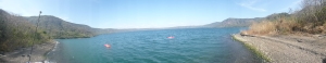 Our camera has a panorama feature.  Note the Pavliks in the kayak.