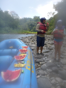 We came back from our short hike to find this lovely snack laid out for us.    When snacks are provided on outings here, they usually consist of a whole watermelon and/or pineapple fresh cut on the scene.