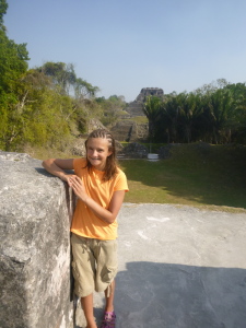 Despite the heat, Zoe climbed all over Xunantunich.