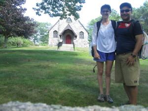 One highlight on Shore Road -- the church where we got married 18 years ago.  We elected not to visit the Cliff House next door, where we had our reception, because of the very long, uphill driveway.