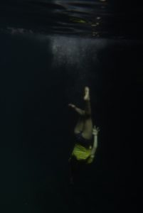 Zoe dives to the depths in Las Grietas.