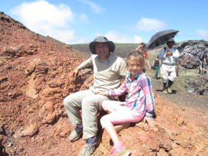 Sitting on a lava wall