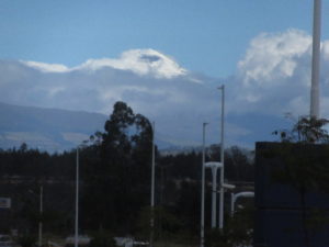 Snow-capped mountain as seen from the airport parking lot