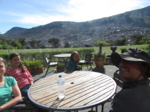 Hydrating in Itchimbia Park.